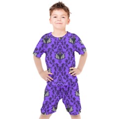 Friggin Bats Pattern Kids  Tee And Shorts Set by NerdySparkleGoth