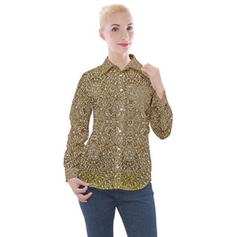 Pearls With A Beautiful Luster And A Star Of Pearls Women s Long Sleeve Pocket Shirt by pepitasart