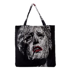 Creepy Head Sculpture Artwork Grocery Tote Bag by dflcprintsclothing