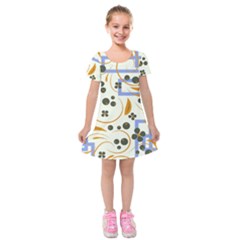 Folk Flowers Pattern Floral Surface Design Kids  Short Sleeve Velvet Dress by Eskimos