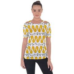 Juicy Yellow Pear Shoulder Cut Out Short Sleeve Top by SychEva