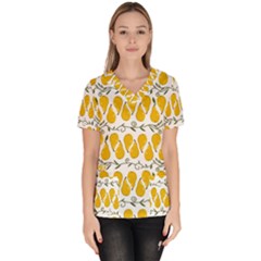 Juicy Yellow Pear Women s V-neck Scrub Top by SychEva