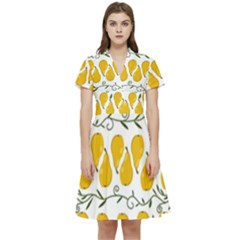 Juicy Yellow Pear Short Sleeve Waist Detail Dress by SychEva