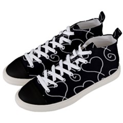 White Outlined Hearts Men s Mid-top Canvas Sneakers by SomethingForEveryone