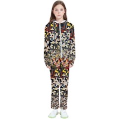 Root Humanity Bar And Qr Code Flash Orange And Purple Kids  Tracksuit by WetdryvacsLair