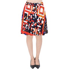 Root Humanity Bar And Qr Code In Flash Orange And Purple Velvet High Waist Skirt by WetdryvacsLair