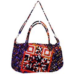 Root Humanity Bar And Qr Code In Flash Orange And Purple Removal Strap Handbag by WetdryvacsLair