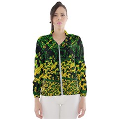 Root Humanity Bar And Qr Code Green And Yellow Doom Women s Windbreaker by WetdryvacsLair