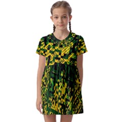 Root Humanity Bar And Qr Code Green And Yellow Doom Kids  Asymmetric Collar Dress by WetdryvacsLair