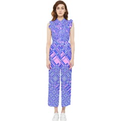 Root Humanity Barcode Purple Pink And Galuboi Women s Frill Top Jumpsuit by WetdryvacsLair