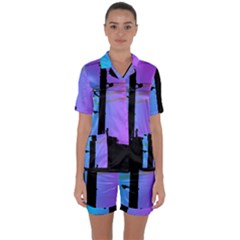 Vaporwave Wires And Transformer Satin Short Sleeve Pajamas Set by WetdryvacsLair