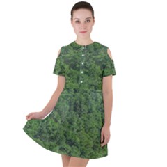 Leafy Forest Landscape Photo Short Sleeve Shoulder Cut Out Dress  by dflcprintsclothing