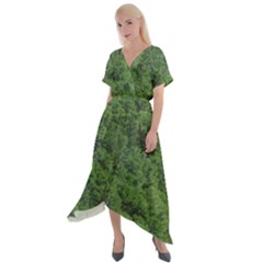 Leafy Forest Landscape Photo Cross Front Sharkbite Hem Maxi Dress by dflcprintsclothing