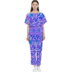 Root Humanity Bar And Qr Code Combo In Purple And Blue Batwing Lightweight Jumpsuit by WetdryvacsLair