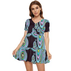 Concentric Circles A Tiered Short Sleeve Mini Dress by PatternFactory