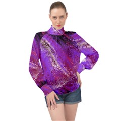 Fraction Space 4 High Neck Long Sleeve Chiffon Top by PatternFactory