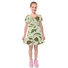 Folk Flowers Pattern  Kids  Short Sleeve Velvet Dress by Eskimos