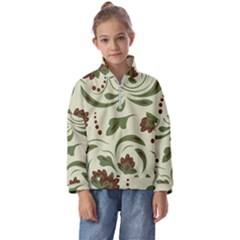 Folk Flowers Pattern  Kids  Half Zip Hoodie by Eskimos