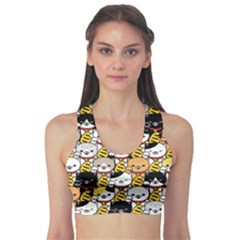 Cat-seamless-pattern-lucky-cat-japan-maneki-neko-vector-kitten-calico-pet-scarf-isolated-repeat-back Sports Bra by elchino