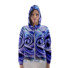 Watercolor-rose-flower-romantic Women s Hooded Windbreaker by Sapixe