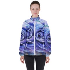 Watercolor-rose-flower-romantic Women s High Neck Windbreaker by Sapixe