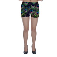 Peacock-feathers-plumage-pattern Skinny Shorts by Sapixe