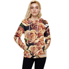 Roses-flowers-bouquet-rose-bloom Women s Lightweight Drawstring Hoodie by Sapixe