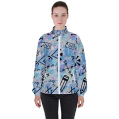 Science-education-doodle-background Women s High Neck Windbreaker by Sapixe