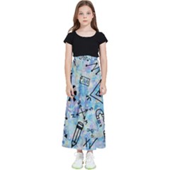 Science-education-doodle-background Kids  Flared Maxi Skirt by Sapixe