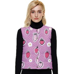 Juicy Strawberries Women s Short Button Up Puffer Vest by SychEva