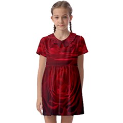 Rose-red-rose-red-flower-petals-waves-glow Kids  Asymmetric Collar Dress by Sapixe