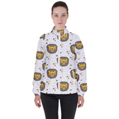 Lion Heads Pattern Design Doodle Women s High Neck Windbreaker by Sapixe