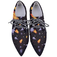 Cosmos Rockets Spaceships Ufos Pointed Oxford Shoes by Sapixe