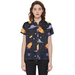 Cosmos Rockets Spaceships Ufos Short Sleeve Pocket Shirt by Sapixe