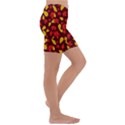 Autumn Pattern,oak And Maple On Burgundy Kids  Lightweight Velour Capri Yoga Leggings View3