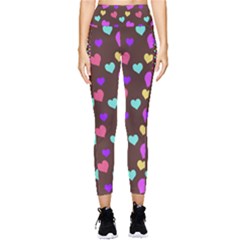 Colorfull Hearts On Choclate Pocket Leggings  by Daria3107