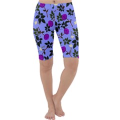 Purple Flower On Lilac Cropped Leggings  by Daria3107