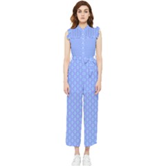 Soft Pattern Blue Women s Frill Top Jumpsuit by PatternFactory