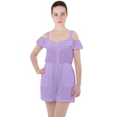 Soft Pattern Lilac Ruffle Cut Out Chiffon Playsuit by PatternFactory