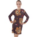 Bears-vector-free-seamless-pattern1 Long Sleeve Hoodie Dress View1