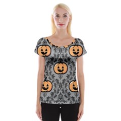 Pumpkin Pattern Cap Sleeve Top by NerdySparkleGoth