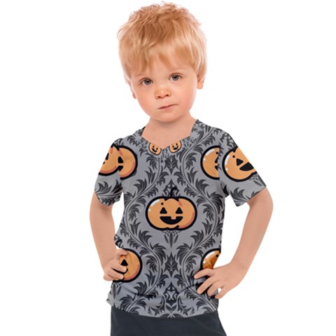 Pumpkin Pattern Kids  Sports Tee by NerdySparkleGoth