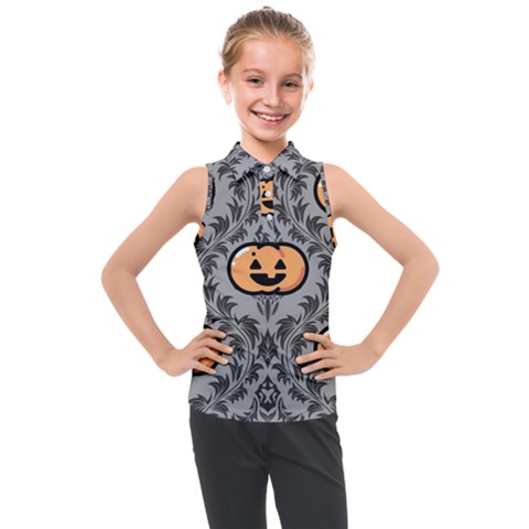 Pumpkin Pattern Kids  Sleeveless Polo Tee by NerdySparkleGoth