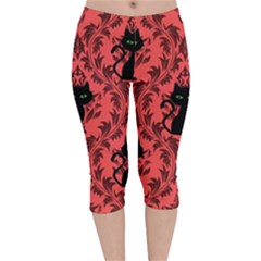 Cat Pattern Velvet Capri Leggings  by NerdySparkleGoth