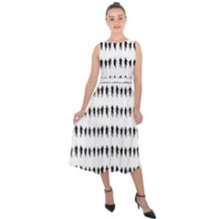 Athletic Running Graphic Silhouette Pattern Midi Tie-back Chiffon Dress by dflcprintsclothing