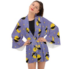 Bats With Yellow Moon Long Sleeve Kimono by SychEva