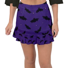 Bats In The Starry Sky Fishtail Mini Chiffon Skirt by SychEva