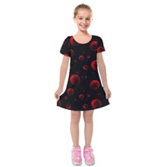 Red Drops On Black Kids  Short Sleeve Velvet Dress by SychEva