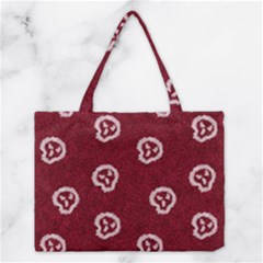 White Skulls On Red Shiny Background Medium Tote Bag by SychEva