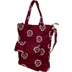 White Skulls On Red Shiny Background Shoulder Tote Bag by SychEva